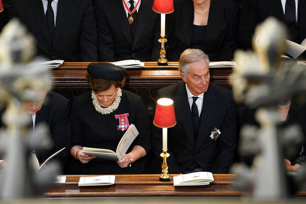 Former British Prime Minister Tony Blair and wife Cherie Blair